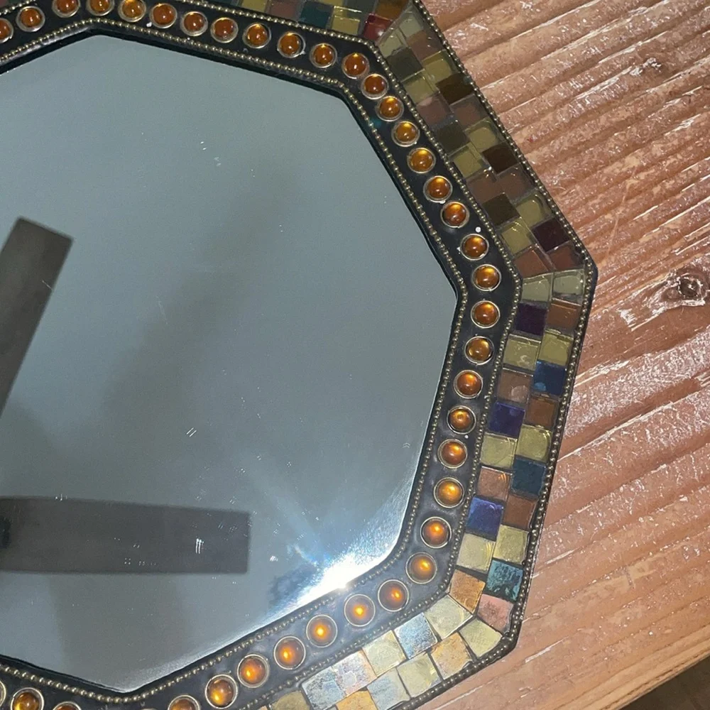 Party Lite Colorful Mosaic Fusion 12” Octagonal Wall Mirror or candle holder